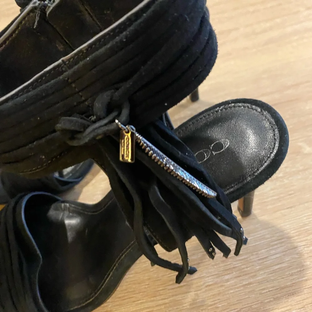 Coach Harvey Lux Suede Black Dress Heels - Picture 2 of 6